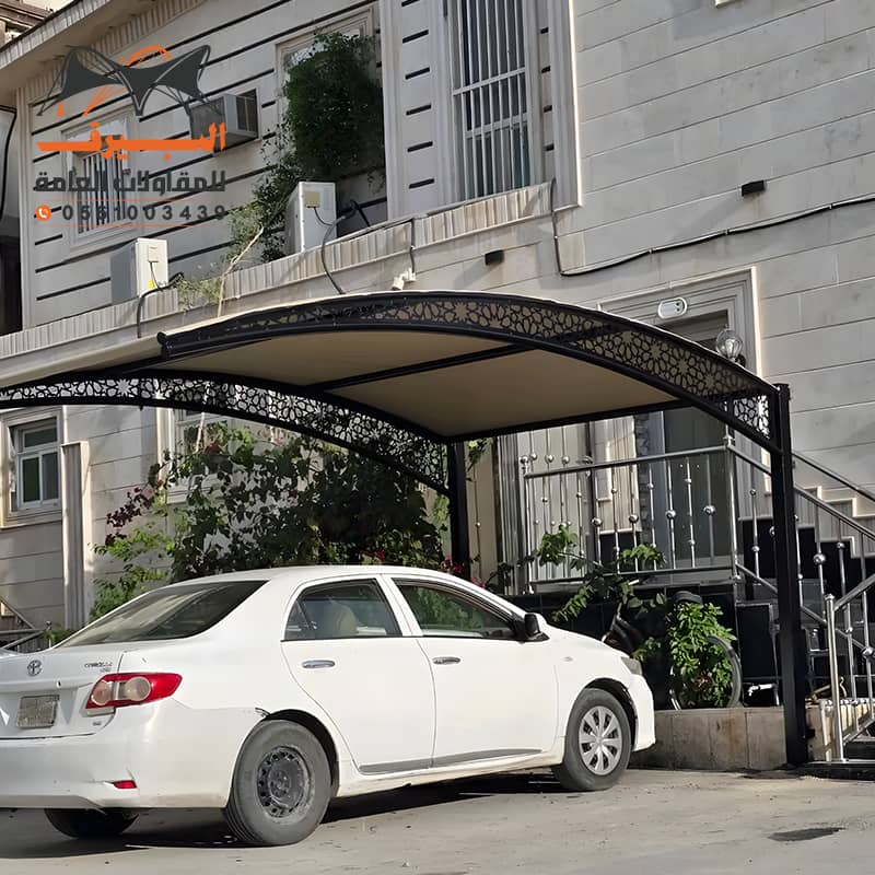 مظلات سيارات كابولي حديد مع نقش قص ليزر جميل